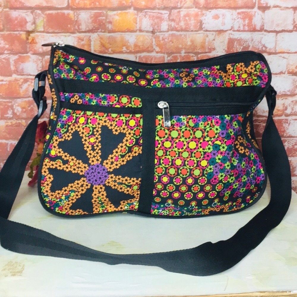 Vintage GAL Colorful Floral Nylon Crossbody Bag